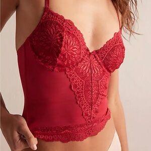 Free People Red Lace Corset
